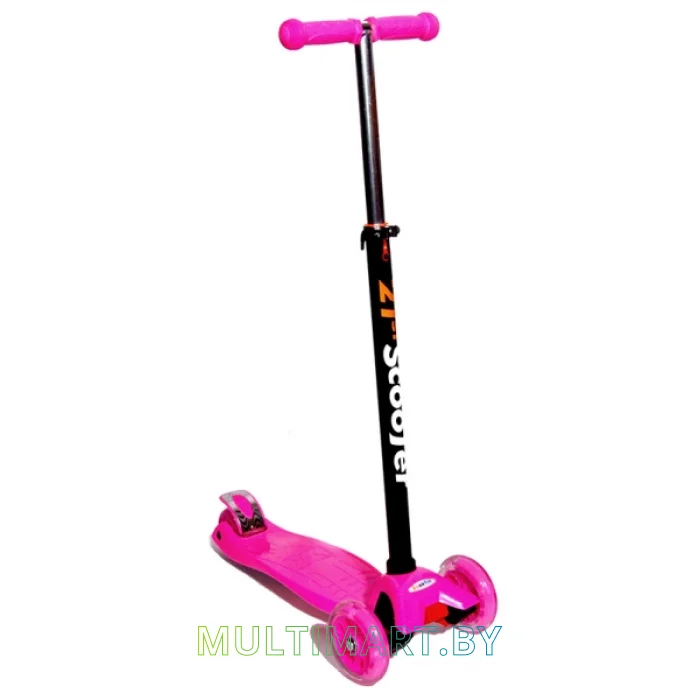 Самокат 21st Scooter Maxi PK 036S розовый, прозрачные колёса